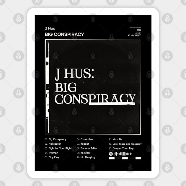 J Hus - Big Conspiracy Tracklist Album Magnet by 80sRetro